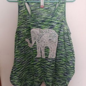 Striped racerback tank with elephant